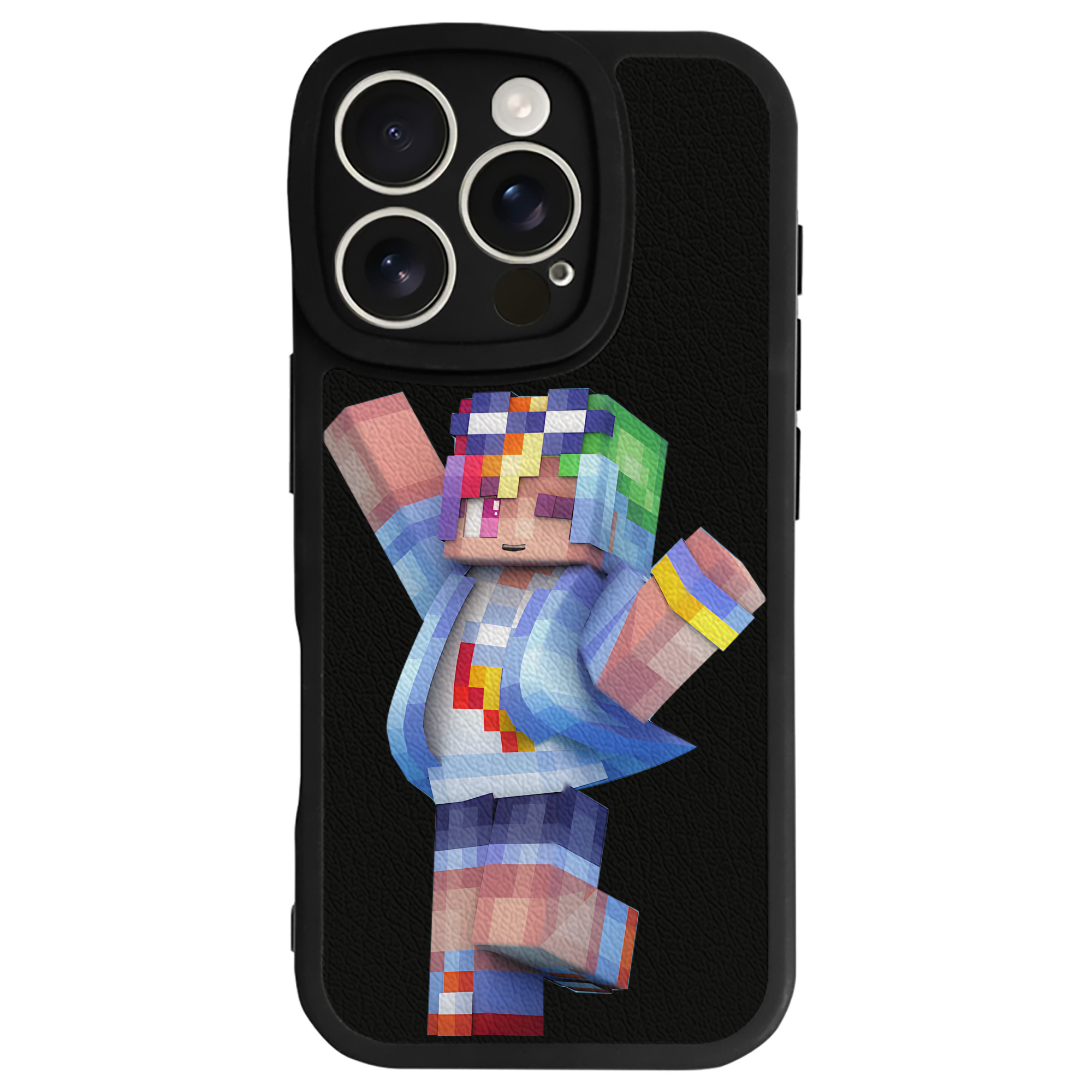 （画像用） マインクラフト ブロックの世界 Minecraft MC Block world 【iPhone 16シリーズ対応】シリコンスマホケース（レザー調） 材質：シリコン